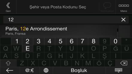 posta kodunu seçmek için aşağıdaki adımları uygulayın: 1. öğesine gidin ve gerekirse daha önce anlatıldığı şekilde ülkeyi değiştirin (sayfa 25). 2. öğesine dokunun. 3.