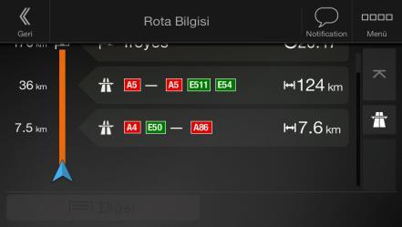 4. Bu ekranda şu seçenekleri kullanabilirsiniz: Rota hakkında ayrıntılı bilgi almak için öğesine dokunun.