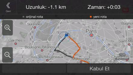 4.1.9.2 Gerçek zamanlı alternatif rotalar Normal yıllarda trafik sıkışıklığı olması halinde Alpine Navigation System alternatif bir rota önerebilir.