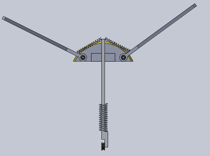 Şekil 5.16 : Kanat çubuğu-kanat aparatı-kam çubuğu bağlantısı 5.1.2.5 Tasarım V Tasarım IV ile getirilirilen kanat aparatı parçasına sadık kalındı. Montaj için rulman kullanımından vazgeçildi.