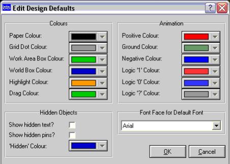 Şekilde açılmış bir set desing defaults penceresi görülüyor.template seçeneğinin diğer alt seçeneklerini de açıp karşınıza çıkan tüm renkleri değişkrme şansınız var.