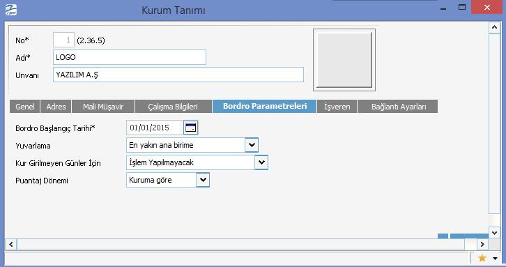 Bordro Parametreleri Bu başlık altındaki alanlardan bordro işlemlerinde geçerli olacak parametreler kaydedilir. Bordro Başlangıç Tarihi Yuvarlama Bordro başlangıç tarihidir.