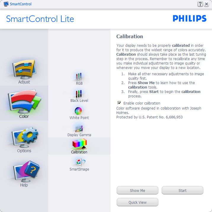 Color Calibration (Renk Kalibrasyonu) için Örnek: 1. Show Me (Bana Göster) renk kalibrasyonu eğitselini başlatır. 2. Start (Başlat) - 6 adımlı renk kalibrasyonu işlemini başlatır. 3.