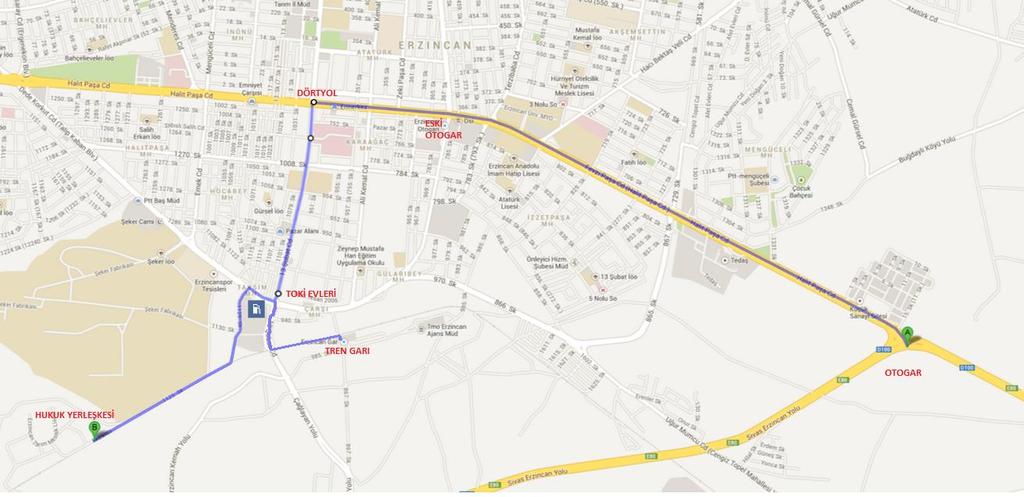 Tren garından ulaşım: 7-8 numaralı şehir içi otobüslerinden dört yolda inip 14-14A-14B numaralı şehir içi otobüslerine aktarma yaparak yerleşkeye