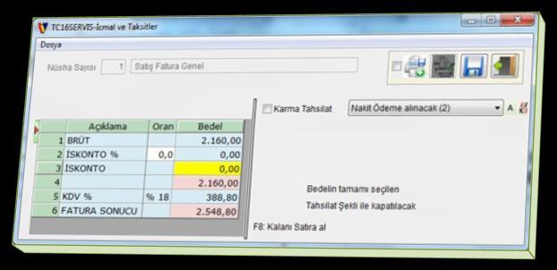 Fatura No alım için Seri, Yıl, No gibi girilir, satış için ise Fatura Numaratör Serisi