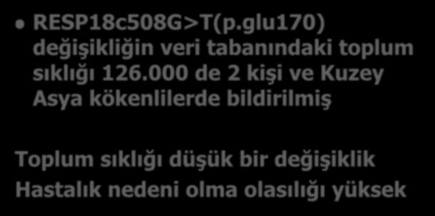 glu170) değişikliğin veri tabanındaki toplum sıklığı 126.