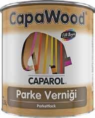 Parkettlack Parke Vernikleri Parke Verniği Caparol CapaWood Parke Verniği, parke yüzeyler için geliştirilmiş, tek komponentli modifiye üretan alkid esaslı, mukavemet gerektiren iç cephe ahşap döşeme,