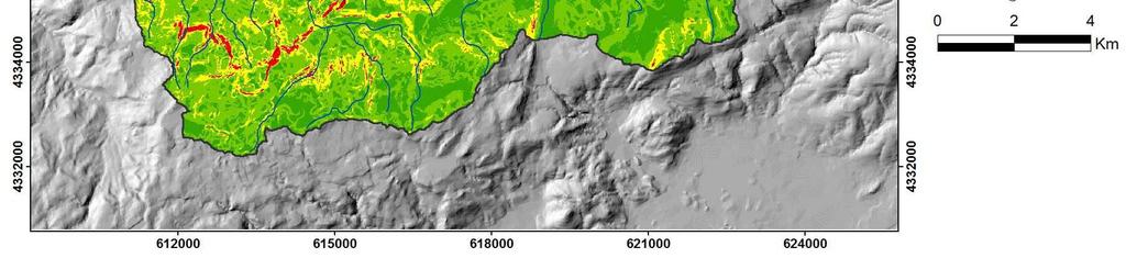 Eğim değerleri 0-61 o arasında değişmekte olup, en yüksek değerler Sel Deresi, Buzluk Deresi ve Darköprü Deresi yamaçlarında görülmektedir.