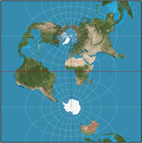 Kartezyen dik koordinat sisteminin ordinat (y) ekseni olur. Diğer paraleller, ekvator uzunluğunda ve ekvatora paralel doğru parçaları şeklinde izdüşer.