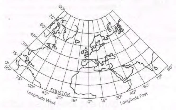 Kartografya Bölüm 3 3.. Harita ağı Harita ağı, haritanın gövdesinde gösterilen bir çizgiler ağıdır. Bu çizgilerin bir grubu paralelleri, diğer grubu meridyenleri gösterir (Şekil 3.5). Şekil 3.