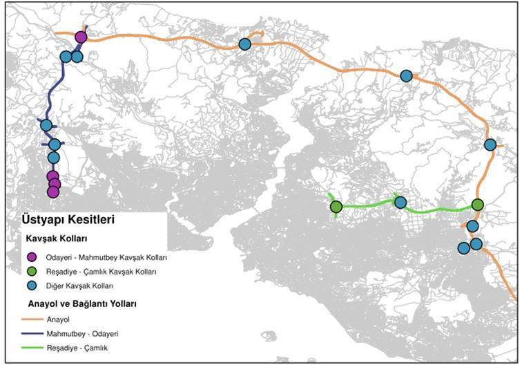 I.PAMUK et al./ ISITES2017 Baku - Azerbaijan 201 1.2. İncelemesi Yapılan Yol Kesimi Kuzey Marmara (3. Boğaz Köprüsü dahil) Otoyolu Projesi, Odayeri - Paşaköy (3.