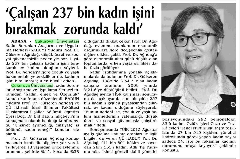 'ÇALISAN 237 BIN KADIN ISINI BIRAKMAK ZORUNDA KALDI' Yayın Adı :