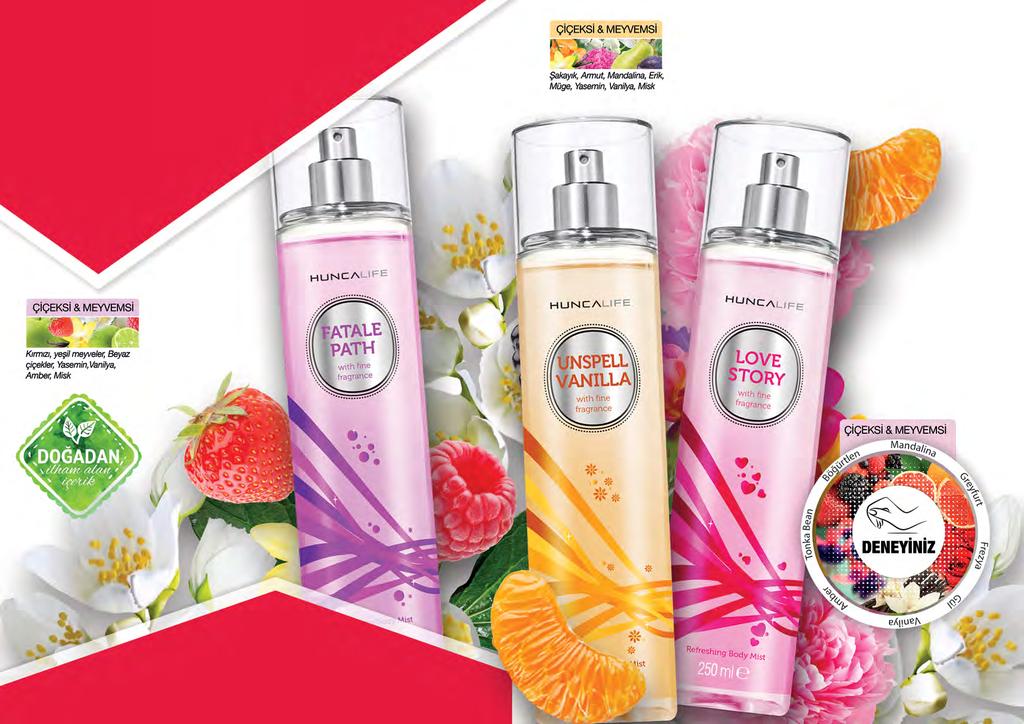 Herhangi adet vücut spreyi SADECE 9,90 HuncaLife LOVE STORY Parfümlü Vücut Spreyi 50ml - 70 9,90 9,90 HuncaLife FATALE PATH Parfümlü Vücut Spreyi 50ml.