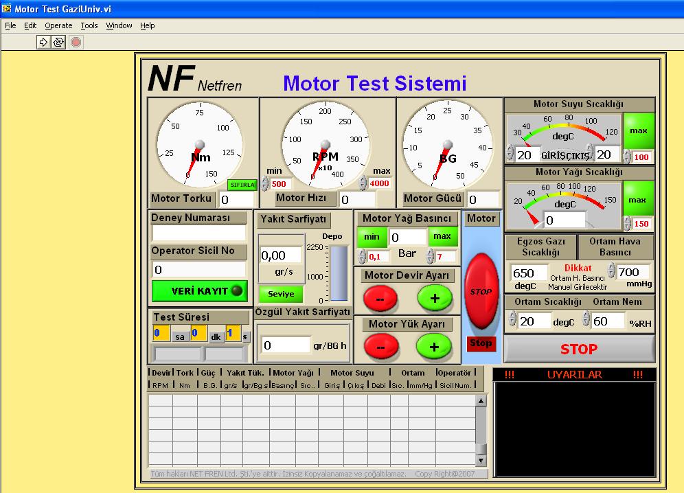 33 Resim 4.9. Motor test programı İstenilen devirdeki yakıt tüketimi büret vasıtasıyla hesaplanmıştır. Büretin üzerinde 50 cm 3 lük bir kısım bulunmaktadır.