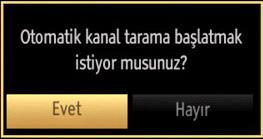 bir arama türü seçmelisiniz. Anten kurulumu Arama seçeneği ekranında ANTEN seçeneğini seçerseniz televizyon, dijital karasal televizyon yayını arayacaktır.