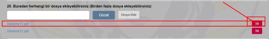 Projeniz için eklediğiniz dosyalar ayrı ayrı olacak Ģekilde liste halinde görüntülenmektedir.