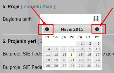 40 Açılan takvimde aģağıdaki görselde belirtilen oklar yardımıyla daha önceki aylara ya da gelecek aylara ulaģabilirsiniz.