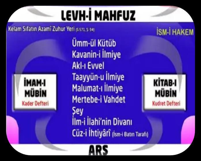 Fakat fazlasıda var. Akıl Levh-i Mahfuzda takılmış ama neden Şecere-i Hilkat te yeri ARŞ olan Kalb ten yukarıda gösteriliyor? Çünkü vahye ilk muhatap olan dimağ (kafa).