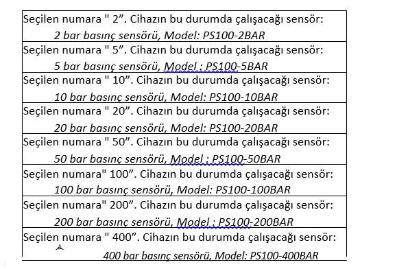 9.7 Opsiyonel Basınç Sondasını Seçme Ekranın alt kısmında TYPE gösterilirken 1. " " (3-6, resim. 1) veya " " (3-5, resim.