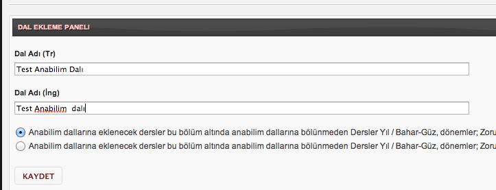 9 3. ANABİLİM DALI / PROGRAM İŞLEMLERİ Bölüm İşlemleri menüsünden Yönet / Öğrenim Çıktısı Ekle butonuna tıklanır. Gelen ekrandan yeni Anabilim Dalı/Program eklenir.