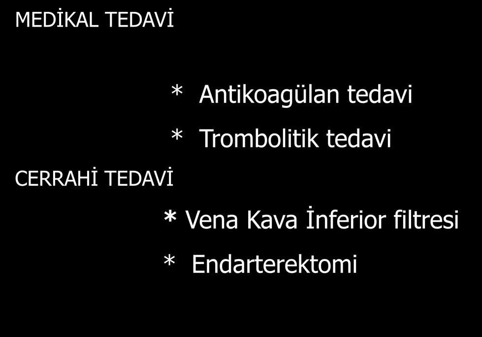 PULMONER TROMBOEMBOLİZM TEDAVİSİ MEDİKAL TEDAVİ CERRAHİ TEDAVİ *