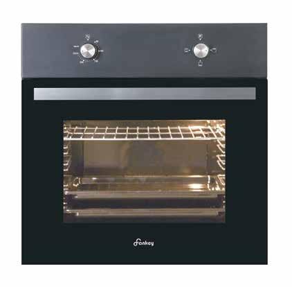 Fırın İç Hacmi, 3 Functions Tangential Cooling Fan Inox Control Panel, Lamp / Thermostat, Double Glazed Removeable Oven Door, 1 Enamelled tray / 1 Chrome Grid, Side Wire Racks in Cavity, Voltage /