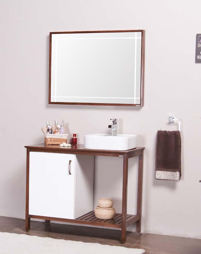 Rodesa 100 cm banyo dolabı Ahşap üzeri ceviz boyalı