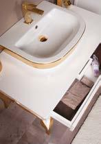 Vivaldi 100 cm banyo dolabı Altın renk ayaklı ve kemerli, beyaz akrilik