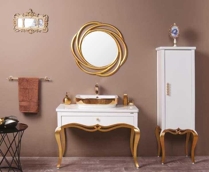 with 1 soft close door, and gold color arch and pedestals Vivaldi 100 cm