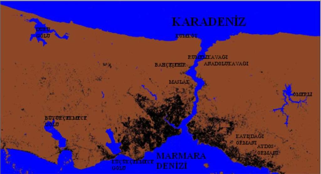 Yerleşim, Yol Tarla, Orman Deniz, Göl Şekil 7.