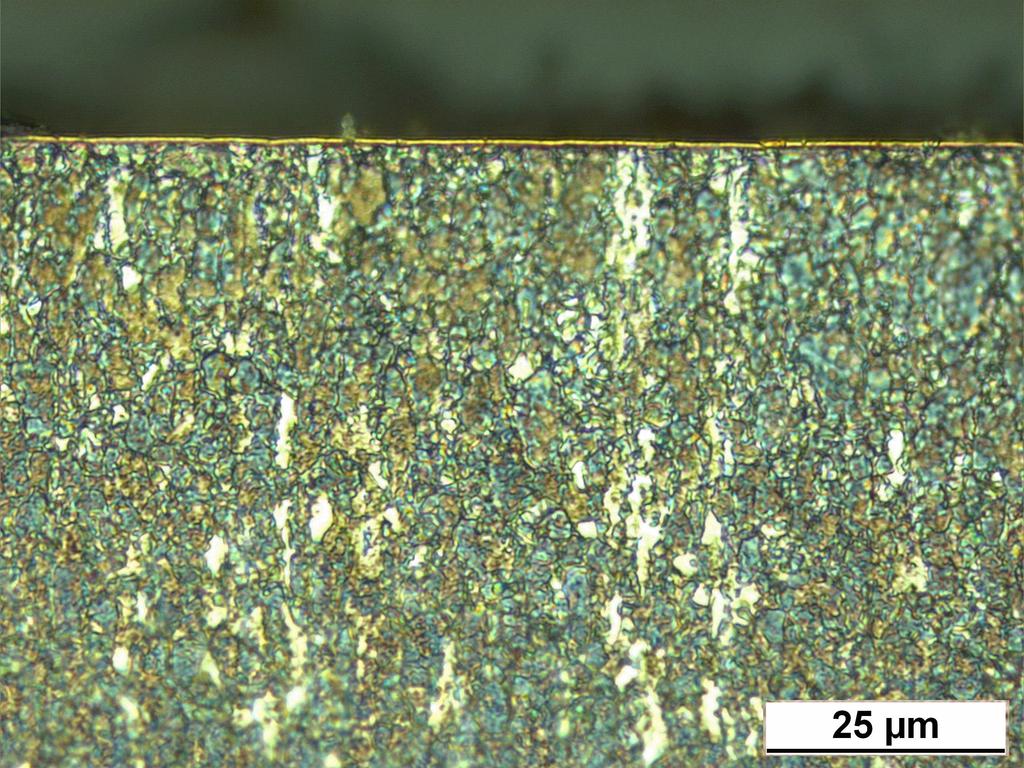 TiN kaplama kalınlıkları her iki numunede de 1 µm mertebesindedir. Cp Ti eş ekenli α tanelerine sahiptir.