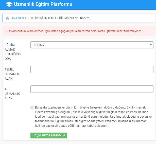 TÜRMOB Bilirkişilik Temel Eğitimi Başvurusu ve Uzmanlık Eğitimi Platformu Kullanım Kılavuzu Ödeme işleminin