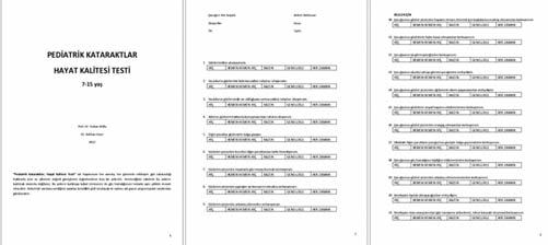 Grup Tüm Olgular (n=14) (n=11) (n=25) Çocuk Form Puanı 79,5 (58-97)* 70 (56-86)** Fonksiyonel Puan 42,5 (0-80) 40 (10-90) 40 (0-90) Sosyal Puan 45 (5-100) 70 (40-85) 55 (5-100) Cerrahi Puan 63