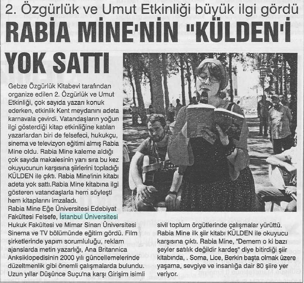 RABIA MINE NIN KÜLDENI YOK SATTI Yayın Adı : Adalet Periyod :