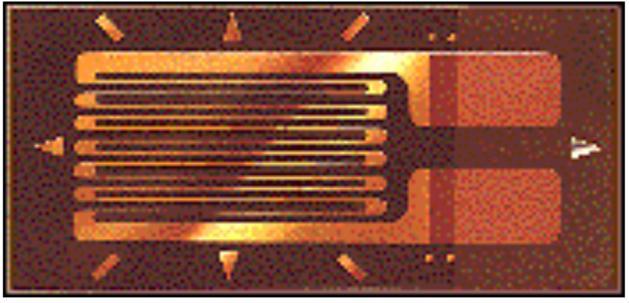 Strain Gauge (Şekil Değişikliği) Sensörler Temel olarak strain gageler esneyebilen bir tabaka üzerine ince bir telin veya şeridin çok kuvvetli bir yapıştırıcı ile