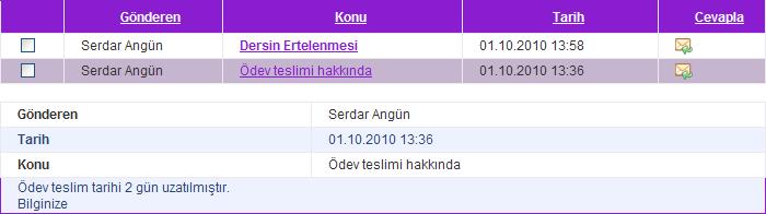 Kullanıcı sisteme giriş yaptığında eğer Gelen Kutusunda okunmamış mesajı varsa, sistem tarafından kullanıcıya sağ alt köşede kaç tane yeni mesajı olduğu vurgulanır.