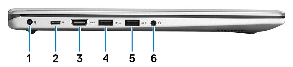 Sol GUID-87F8E205-EF5D-40AF-B856-E3750FC8ABE5 1 Güç adaptörü bağlantı noktası Bilgisayarınızın güç sağlamak için bir güç adaptörü bağlayın ve aküyü şarj edin. 2 USB 3.