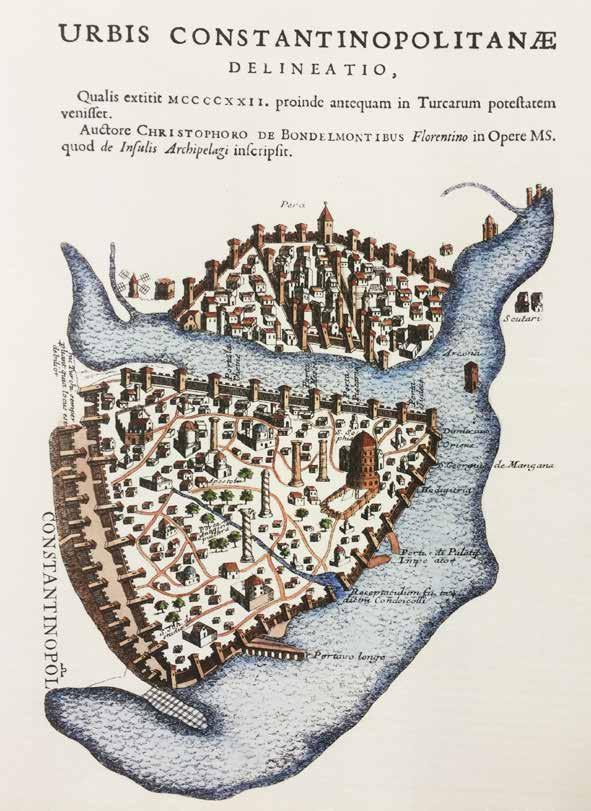 Nur CEMELELİOĞLU ALTIN Tarihin Görsel Sunumu: 15. ve 16. Yüzyıl İstanbul Haritaları bul görmektedir. Gravür tekniği ile yapılmış ilk İstanbul haritasıdır ve bakır plaka kullanılmıştır.