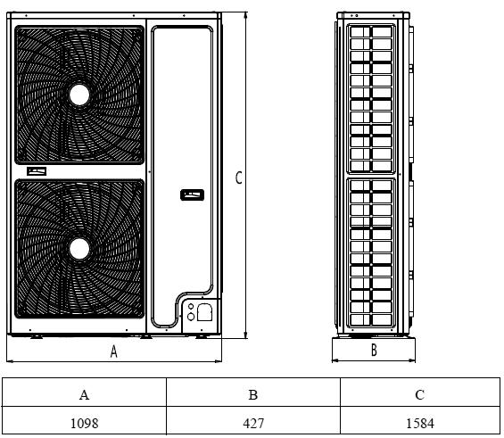 2.4 Vitoclima 333-S SLIM VRF dış üniteler Tasarım ve fonksiyon bilgileri Önden atış özelliğimontajda esneklik sağlamakta, kat bazında çözüm sunmaktadır.