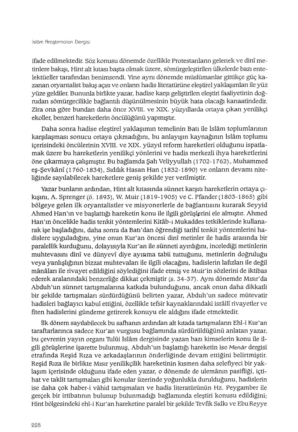 lslôm Araştırmalan Dergisi ifade edilmektedir.