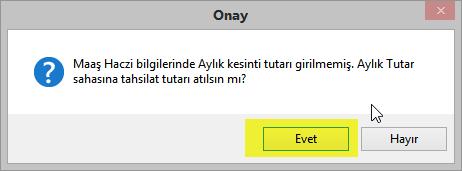 Haciz Türü : Haczin türü listeden Maaş olarak seçin. Haciz Türünün Maaş seçilmesiyle birlikte aşağıda Maaş Haczi için ilgili yeni sahalar açılacaktır.