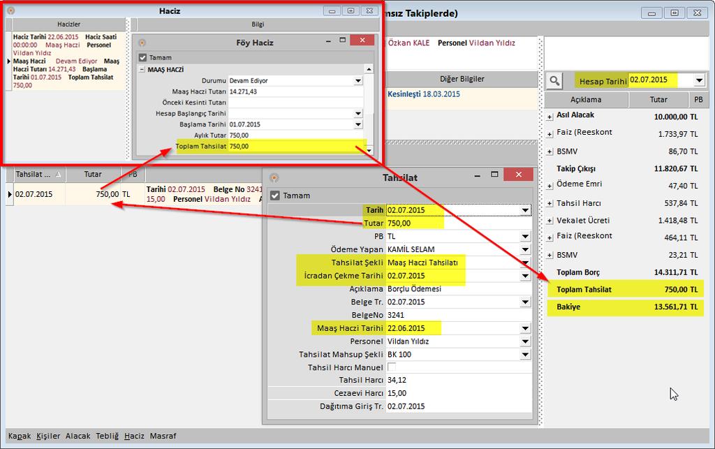 Böylece 2. Ve 3. Ay tahsilatlar da yapıldıkça Toplam Tahsilat üzerine kümüle edilecektir.