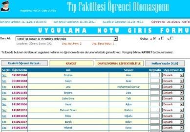 2. Öğretim Üyesi Modülü E-Not sistemine giriş yapan öğretim üyesi, sadece yetkili olduğu dersleri ve öğrencileri görür, notlarını verdikten sonra listeyi kilitler.