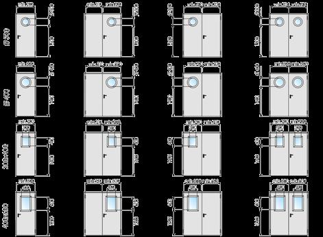 Metal Yangın Kapısı Teknik Özellikleri Fire escape doors / EI 60 - EI 120 Standart Donanım Standard Hardware Uygulanabilir Renkler Available Styles Standart Ölçüler Standard Dimensions Opsiyonel Cam