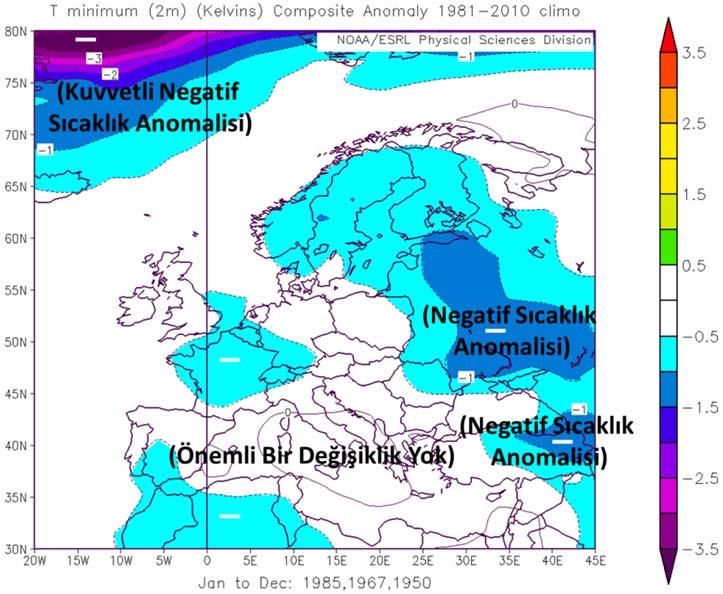 44 Ecmel ERLAT & Murat TÜRKEŞ atmosfer bas nç, rüzgâr ve s cakl k anomalilerinin etkili olduğu görülür (Şekil 8 ve Şekil 9): (1) Birleşik 500 hpa jeopotansiyel yükseklik düzeyi anomali (m) haritas