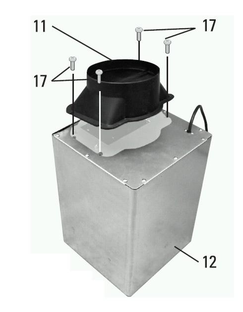 Davlumbazların Montajı: Davlumbaz gövdesi (4) ile motor bloğu (12), 4 adet M5x20mm vida ile birbirine bağlayınız.