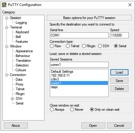 done. Use Putty software (easy to use and popular. Can be downloaded from www.putty.org) for sending commands to the device. As shown below; yapılır.