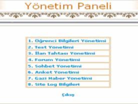 sohbet yönetimi, anket yönetimi, haber yönetimi ve site log bilgileri gibi yönetimsel faaliyetlere linkler görülmektedir.