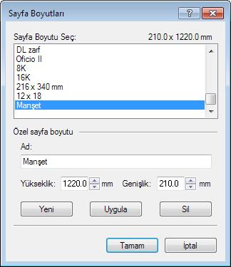 1,220 (48") mm Kağıt ağırlığı 136-163 g/m 2 Kağıt tipi Ağır 2 Hedef İş ayırıcı tablası * Afiş tablası (seçenek) kullanıldığı zaman, afiş kağıdı 10 sayfaya kadar sürekli olarak beslenebilir. (Bkz.