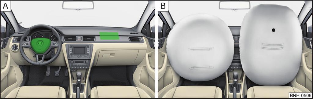 Şiddeti yüksek olan önden çarpışmalarda aşağıdaki hava yastıkları açılır. Sürücü ön hava yastığı. Ön yolcu ön hava yastığı. Şiddeti yüksek olan yandan çarpışmalarda aşağıdaki hava yastıkları açılır.